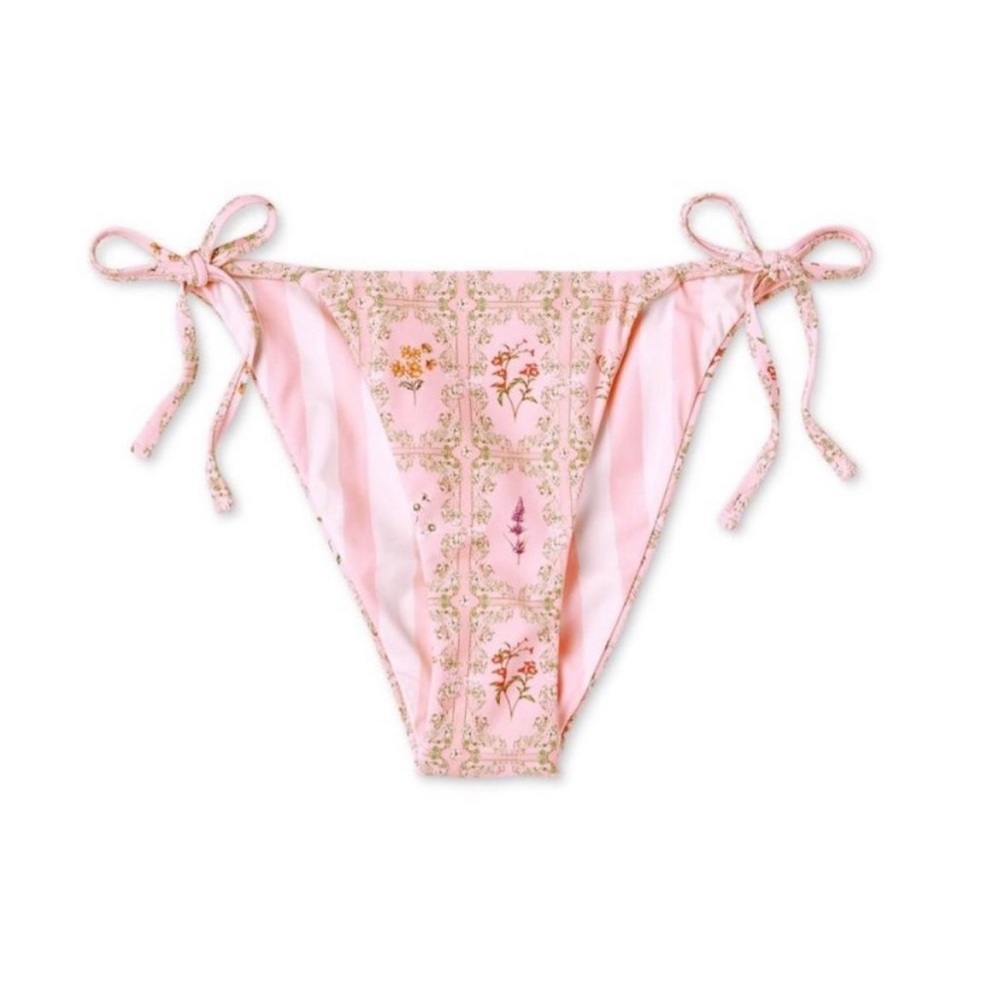 AGUA BENDITA Low rise cheeky REVERSIBLE bathing suit bottom floral / str… - Picture 2 of 4